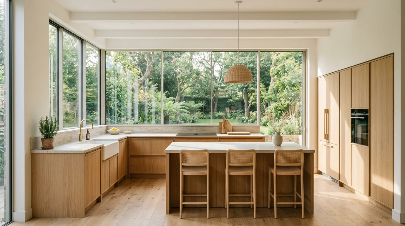 Use black only as a precise accent inspiration for a Japandi kitchen.